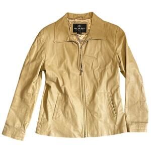 OSCAR PIEL Perfect Leather Tan Beige Full Zip Jacket Size XXL